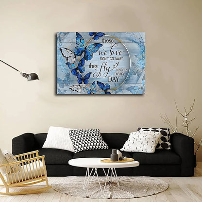 Blue Butterfly Wall Art Butterfly Decor for Bathroom Blue Wall Art for Office Butterfly Room Decorations Art Paintings Blue Butterfly Picture Decor for the Home Framed Wall Art 12"X18"