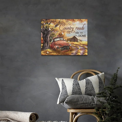 Farmhouse Truck Canvas Wall Art Rustic Old Truck Pictures Wall Decor Country Truck Painting Prints Artwork Framed Home Decoration for Bathroom Bedroom Living Room 16"X12"