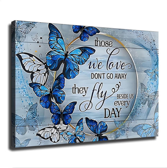 Blue Butterfly Wall Art Butterfly Decor for Bathroom Blue Wall Art for Office Butterfly Room Decorations Art Paintings Blue Butterfly Picture Decor for the Home Framed Wall Art 12"X18"
