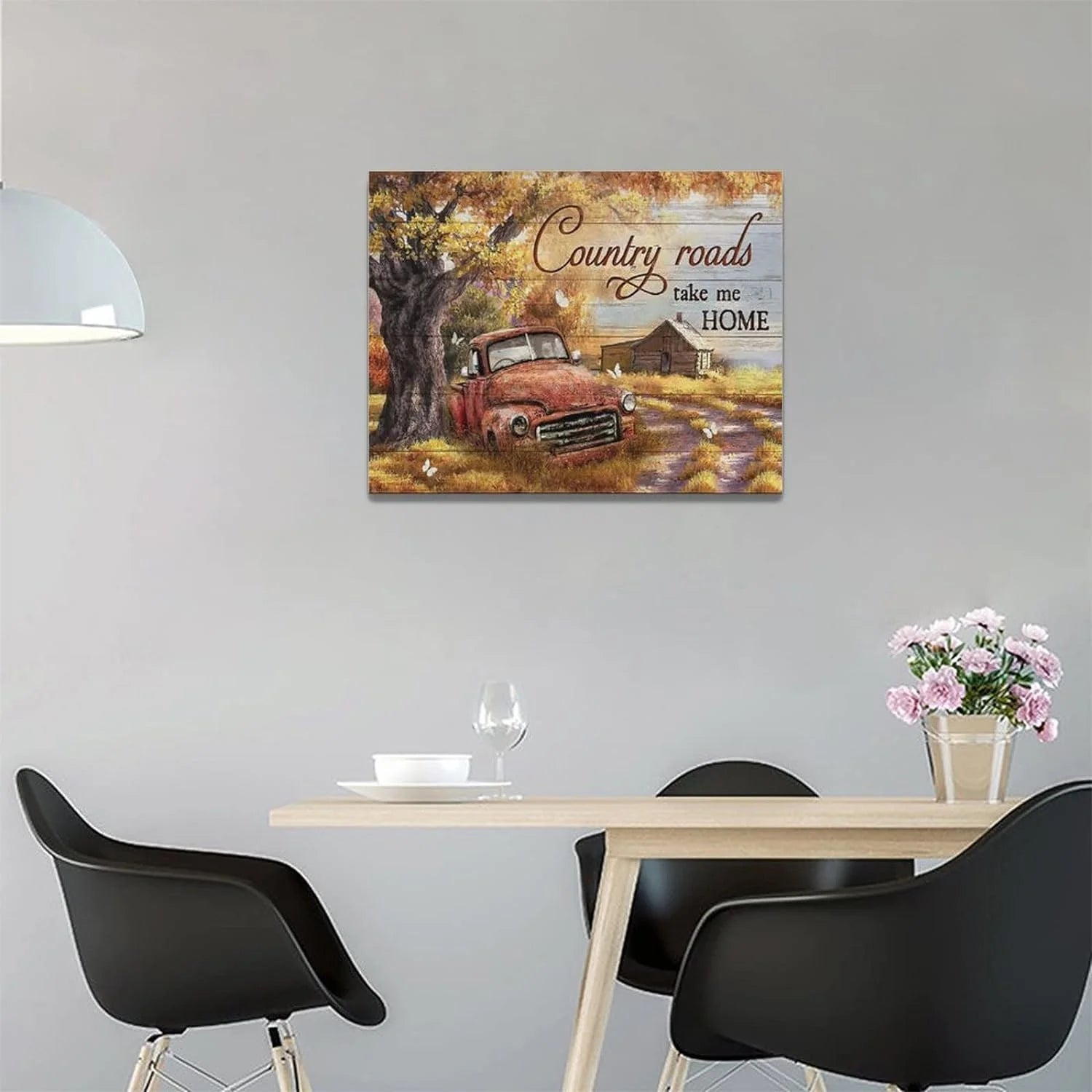 Farmhouse Truck Canvas Wall Art Rustic Old Truck Pictures Wall Decor Country Truck Painting Prints Artwork Framed Home Decoration for Bathroom Bedroom Living Room 16"X12"