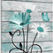 Farmhouse Floral Wall Art for Living Room, Teal and White Daisy Flower and Butterfly on Rustic Wood Board Canvas Wall Art Framed Artwork Ready to Hang for Bathroom Bedroom Decor, 16L X 12W Inches