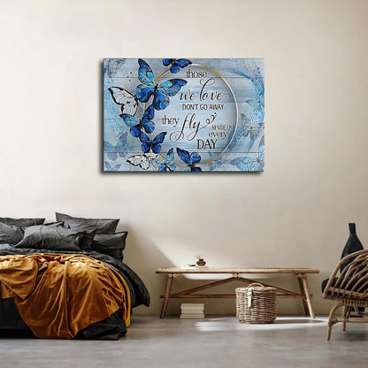 Blue Butterfly Wall Art Butterfly Decor for Bathroom Blue Wall Art for Office Butterfly Room Decorations Art Paintings Blue Butterfly Picture Decor for the Home Framed Wall Art 12"X18"