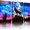 Canvas Wall Art for Living Room Wall Decor for Bedroom Kitchen Canvas Art Prints Artwork Modern Framed Room Home Decorations Blue Starry Sky Landscape Paintings Wolf Office Hang Pictures 3 Pieces