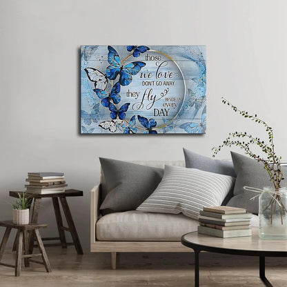 Blue Butterfly Wall Art Butterfly Decor for Bathroom Blue Wall Art for Office Butterfly Room Decorations Art Paintings Blue Butterfly Picture Decor for the Home Framed Wall Art 12"X18"