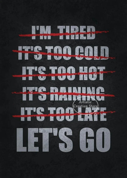 Iconic Gym Inspirational Quotes Poster Lets Go No Excuses Gym Prints Canvas Painting Wall Art Picture Gym Room Home Decor Gifts