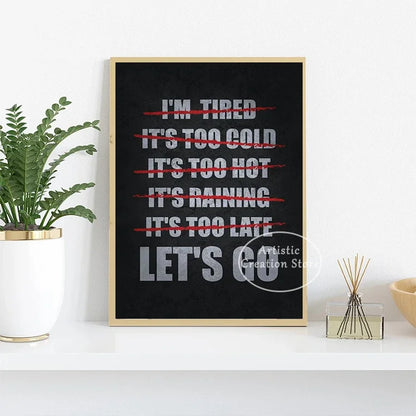 Iconic Gym Inspirational Quotes Poster Lets Go No Excuses Gym Prints Canvas Painting Wall Art Picture Gym Room Home Decor Gifts